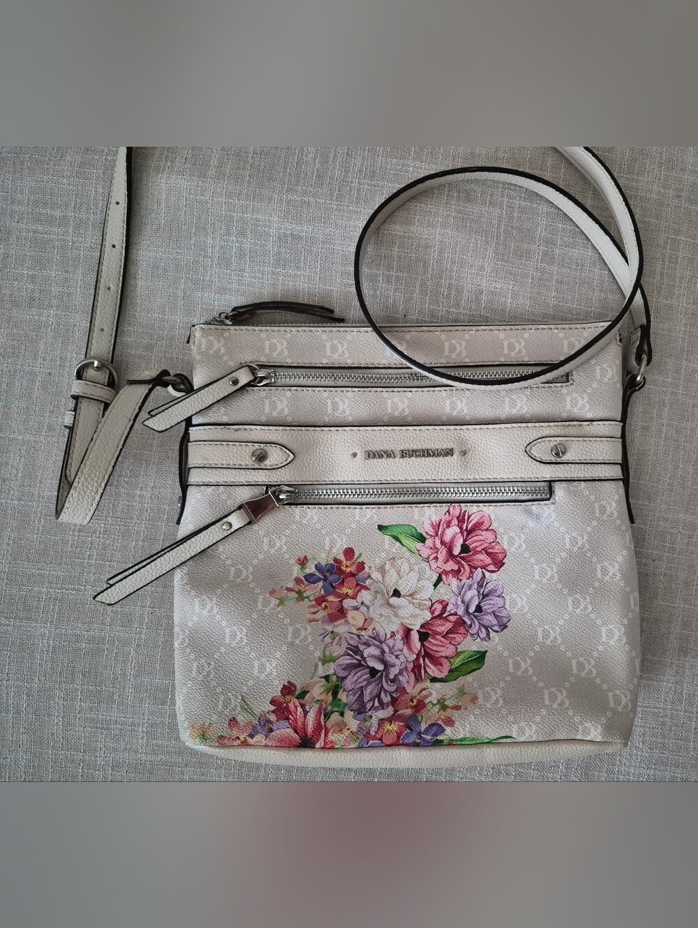 Dana Buchman White Floral Crossbody Bag